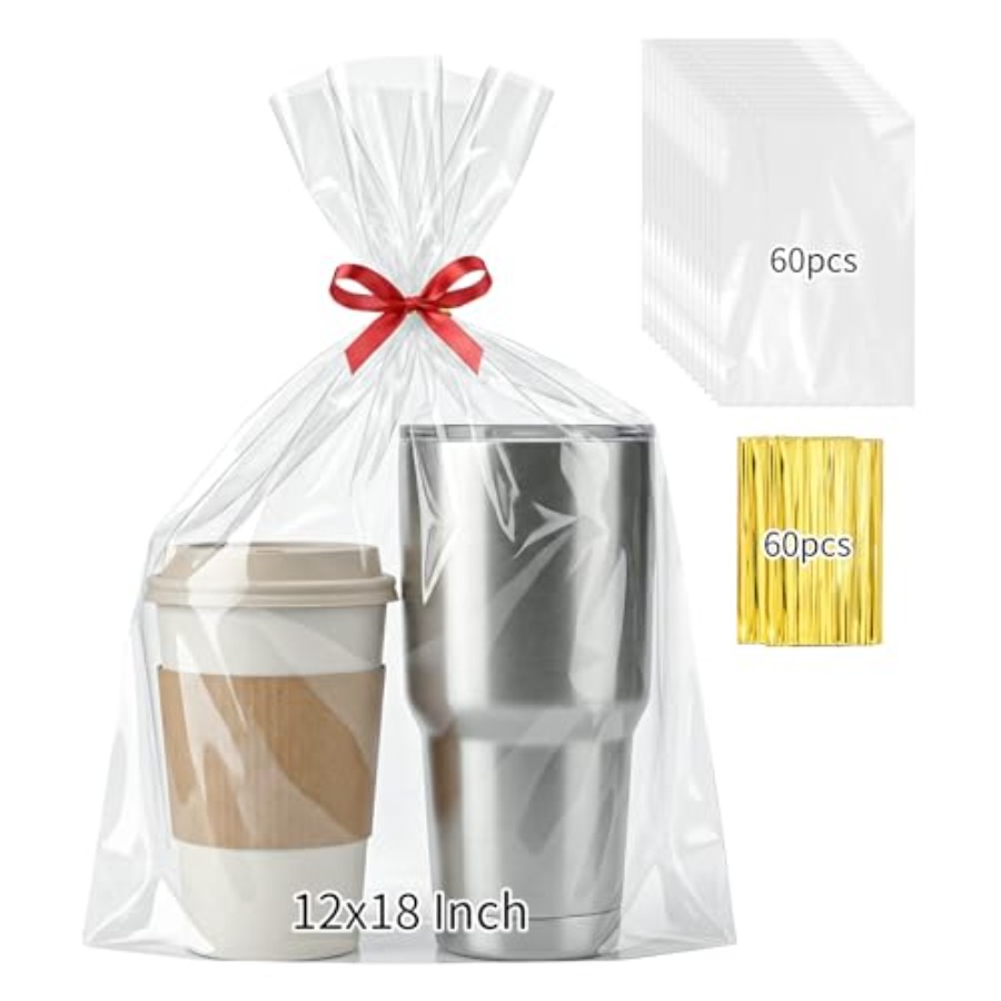 Cellophane Wrap Clear - 60 Buah Tas Hadiah Plastik 12X18