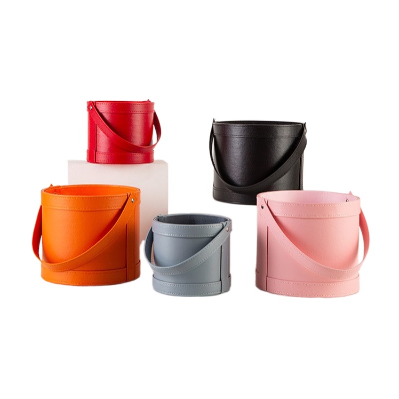 Florist Supply Buckets - Kotak Hadiah Bulat Kulit Portabel Kemasan