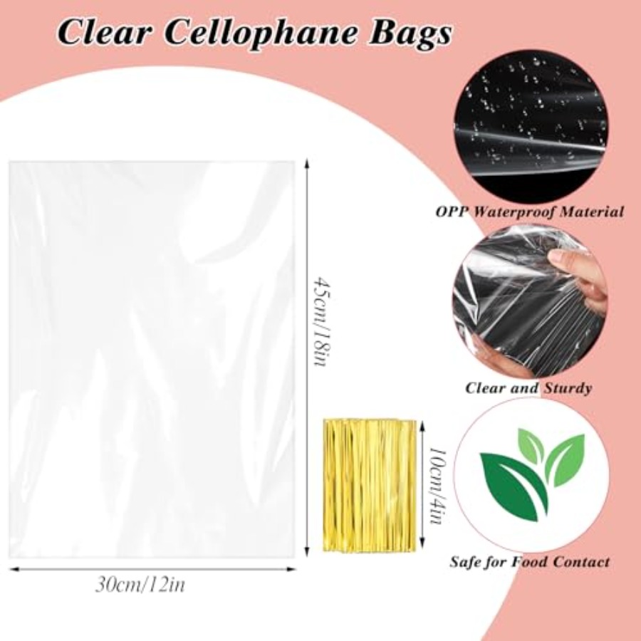 60 Buah Tas Hadiah Plastik 12X - Cellophane Wrap Clear ulasan dan harga