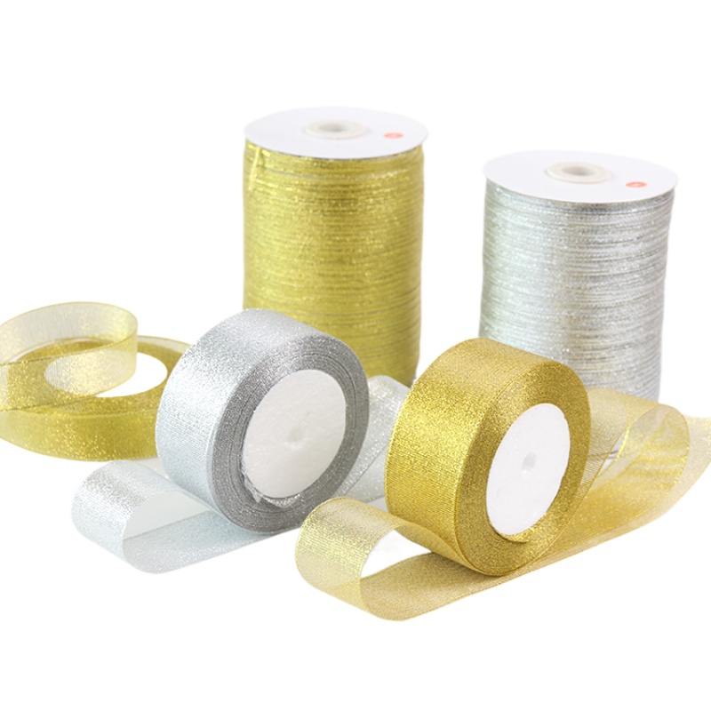 Pita bawang Organza emas/perak - Ribbon Organza Roll ulasan dan harga
